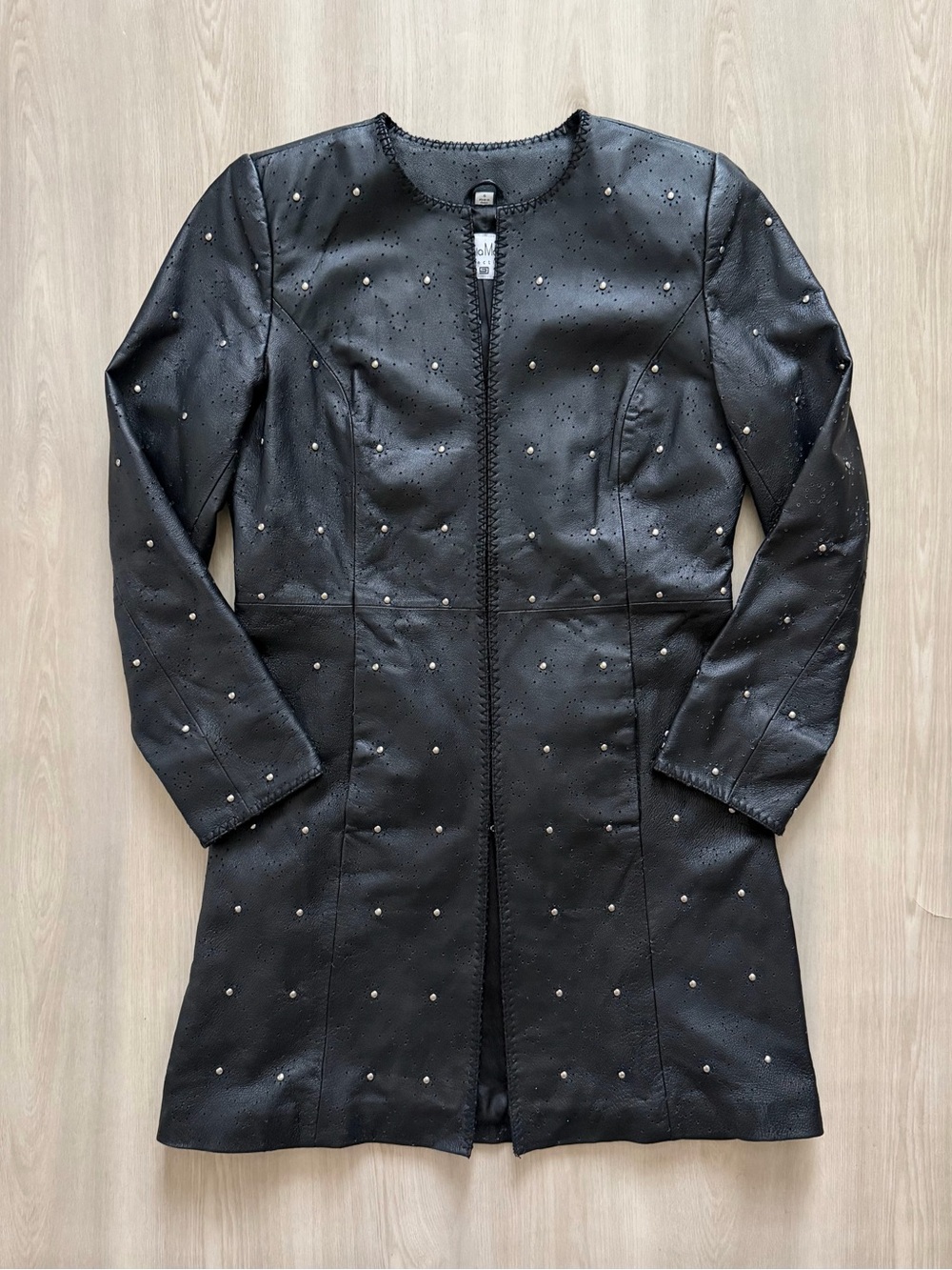 Vintage Pamela McCoy Leather Coat sz S Studded